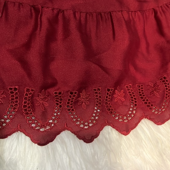 Madewell Duskway Burgundy Mini Skirt with Lace Trim, Size S - Picture 4 of 8